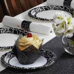 White Linen-Like® CaterWrap® Napkin Rolled Cutlery