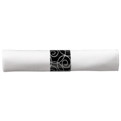 White Linen-Like® CaterWrap® Napkin Rolled Cutlery