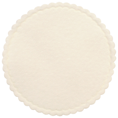 White Coasters, Non-woven w/wax backing, Scalloped Edge